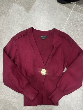 Urban Revivo Burgundy Knit Cardigan Sweater XS Gold Button
